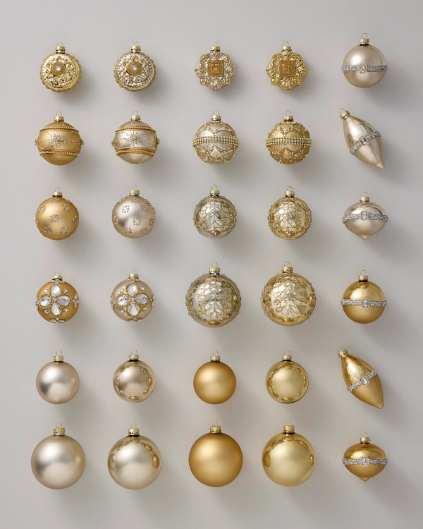 Boules de Noël en verre ornées de joyaux Héritage, set de 30