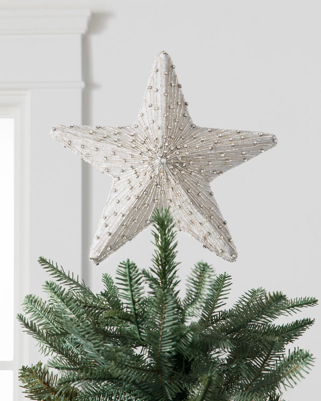 Balsam Hill Cimier de sapin Étoile de Noël ornée de joyaux pour le sommet du sapin | Accent hivernal féérique