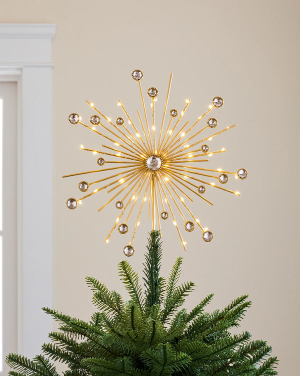 Balsam Hill 33 cm Cimier de sapin Bouquet d'étoiles lumineux, or