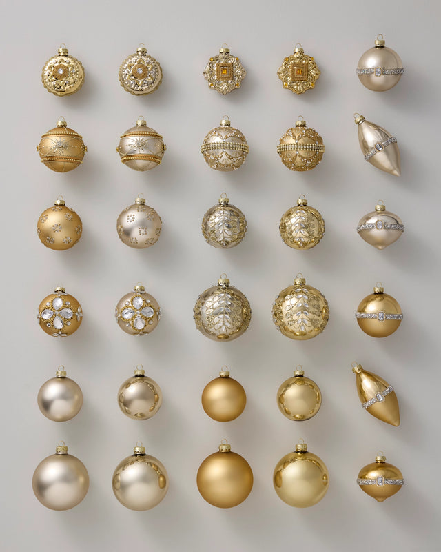 Boules de Noël en verre ornées de joyaux Héritage, set de 30