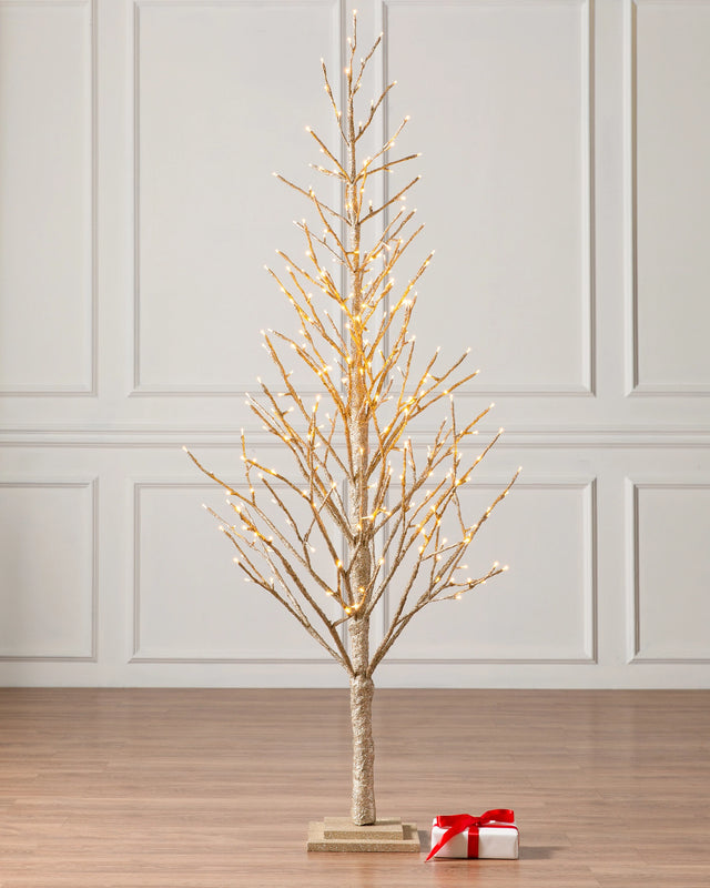Balsam Hill Sapin à paillettes Champagne avec LED